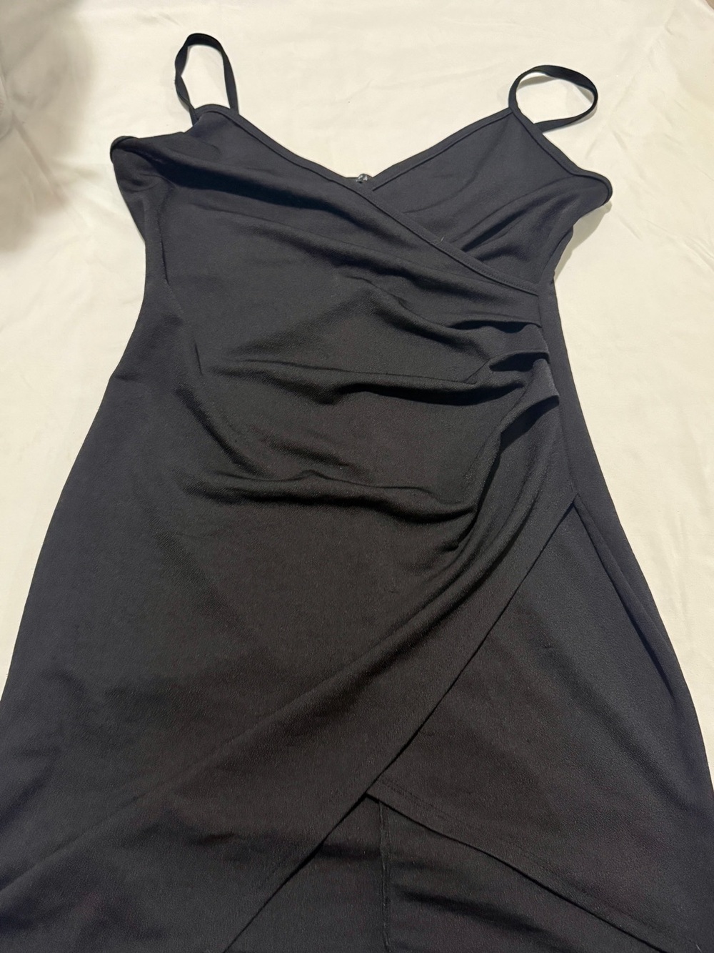 Papaya Black Mini Slip Dress with Wrap Detail